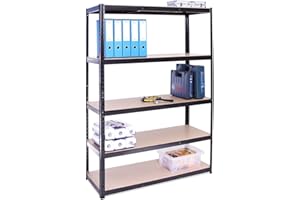 G-Rack Garage Workshop Pantry Storage Shelf - 180cm x 120cm x 45cm, 5 Tier (175kg per shelf) - 875kg Capacity - 5 Year Guarantee - Black