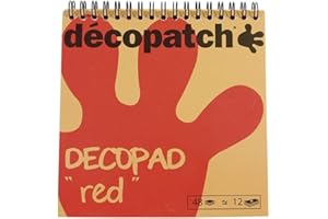 Décopatch BLOC03O Décopad Block (praktisch und einfach zum Verwenden, 48 Blatt, 12 verschiedenen Motiven, 15 x 15cm, ideal für Ihre Pappmachés und Bastelprojekte) 1 Block rot