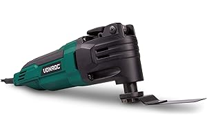 VONROC Outil Multifonction Oscillant 300W-6 Accessoires, Sac de Rangement-1 Outil Oscillant Multifonction 1 lame de Scie Universelle 1 Couteau à Gratter 1 Plaque de Ponçage 3 Feuilles Papier de Verre