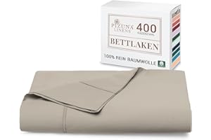 ‎PIZUNA Pizuna 400 Fadenzahl Baumwolle bettlaken 230x280cm Einfach Taupe, 100% Langstapelige Baumwolle betttuch Weiche mako Satin, bettlaken ohne Gummizug (100% Einfach Taupe betttuch 230 x 280 cm)