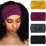 DRESHOW 4 Pezzi Fasce per Capelli Donna Elastica Turbante Fascia Capelli Cerchietti Annodato Fasce Accessori Capelli