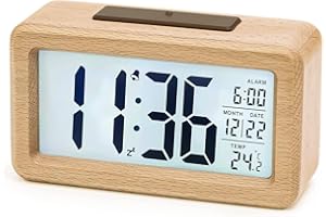 aboveClock Reloj Despertador Digital, Despertador con Pantalla LED de Temperatura, Pantalla Grande, Reloj Despertador Pilas Brillo Regulable, Función Snooze【3 × AAA Baterías Necesarias】