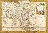Set aus 12 Postkarten Das Museum Outlet - Art Postkarte - Karte von Asien, Guillaume Dante 1732 - Set 12 Stück Postkarten