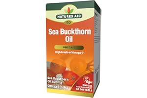 Natures Aid Sea Buckthorn Oil 500mg – Omega-7 High Strength – Supports Skin, Immune & Heart Health – Antioxidant Vegan Supplement – Non-GMO, Gluten-Free – 60 Softgels