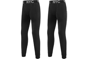 Uizuooy Bambini Compression Pantaloni Ragazzi Intimo Sportivo Cotone Nero Basket Running Sport Tights Leggings 1/2 Pezzi 2601