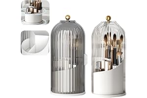 GEANANAO Kosmetik Make Up Pinsel Organizer, 360° Staubdicht lippenstift Schminke Organizer Drehbar, Kosmetikbox mit Deckel,Kosmetische Aufbewahrungsbox für Dresser Badezimmer Schlafzimmer