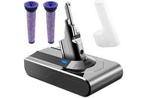 GOOALITY Batteria di Ricambio Dyson V8 SV10, Batteria agli ioni di litio 21,6 V 4,5Ah Compatibile con Dyson V8 Absolute V8 Animal V8 Fluffy SV10 Aspirapolvere senza fili con 2 Filtri
