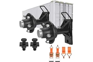 KEPMOGOH Paquete de 2 ruedas de contenedor de envío de 5 lengüetas-11.43cm, 2721kg, Ejes para Contenedores Marítimos de Carga Pesada con Correa de Trinquete para Hasta 13.7m (5 Lug)