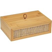 Box Da Bagno In Bamb&ugrave; E Rattano - Stile Boho Per Organizzare Accessori E Cosmetici