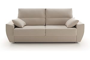 ECCOX - Sofá Cama Italiano Mónaco de 3 Plazas Gran Confort - Sistema de Apertura Italiana con Colchón Viscoelástico Incluido - Tapizado en Tela Antimanchas AquaCare - Color Gris