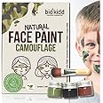 BioKidd Natural Face and Body Paint Army Camouflage Washable Cream Kit - Face Painting Set for Kids and Adults- 3 Colours (Green, Brown, Black)