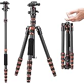K&F Concept 152cm Carbon Stativ, Leichtes Tripod, Flexibles Kamera Stativ mit 360° Kugelkopf, 1/4'' Gewinde, Tragtasche für D