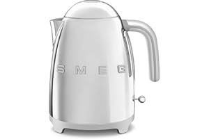 SMEG 50’s Style Jug Kettle, Soft Opening, 360 Swivel Base, Anti-Slip Feet, 300W, 1.7L, Stainless Steel