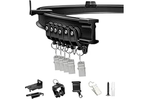 TOKPLNU Curtain Rail, Flexible Ceiling Curtain Track 3m Black Bendable Curved Ceiling Track for Curtains, Wall or Ceiling Mounted Curtain Tracks and Fittings, Shower RV Curtain, Room Divider