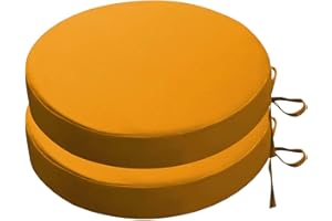 BUNQQF Lot de 2/4 Galette de Chaise Ronds d'extérieur de Jardin Imperméables avec Attaches - 50/45/40/35cm Carrés Coussins de Siège épaisseur 5cm for Patio,Jardin, Cuisines, Salle à Manger