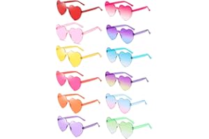 Theassli Herz Sonnenbrille 12 Stück, Party Brillen, Herzbrille, Hippie Brille, Party Sonnenbrille Lustige Herzchen Brillen spaßbrille für Fasching Foto Requisiten für Kinder und Erwachsene