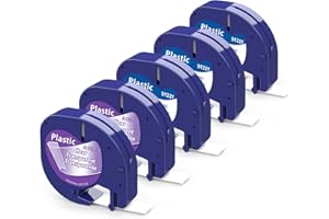 Aken Ruban pour Étiqueteuse compatible pour Dymo Plastique Ruban 12mm x 4m (Noir sur Blanc x 3, Noir sur Transparent x 2), recharge pour Dymo LetraTag XR XM 2000 LT-100H LT-100T LT-110T Étiqueteuse