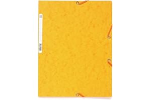 Exacompta 55509E Teczka na dokumenty A4 z mocnej tektury Colorspan 3 wewnętrzne klapki zamykana na 2 gumki teczka do biura teczka do szkoły Certyfikaf FSC 1 sztuka kolor żółty