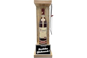 ‎GENIAL-ANDERS Asbach Uralt Glückwunsch Geschenk Geschenkset Eiserne Reserve Gitterkäfig incl. Säge Text s/w Herzlichen Glückwunsch Brandy (1 x 0.70 l)