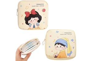 HAZMA 2 Pezzi Porta Assorbenti Da Borsa, 12 * 12Cm Carino Porta Assorbenti, Contenitori Per Assorbenti Igienici, Ricamo Borsa Porta Assorbenti Impermeabile Con Cerniera(D)