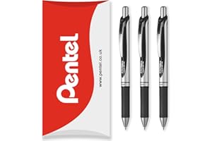 Pentel EnerGel XM BL77 Zestaw 3 długopisów chowanych z płynnym tuszem żelowym, 0,7 mm, 54% z recyklingu, czarne