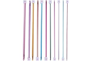 SUNBEAUTIFUL 11 Pezzi Uncinetto Tunisino, Ferri da Maglia Alluminio Afghano Uncinetto Gancio a Uncinetto in Alluminio Uncinetti Tunisini Uncinetto Lungo Multicolore per Principianti e Professionisti