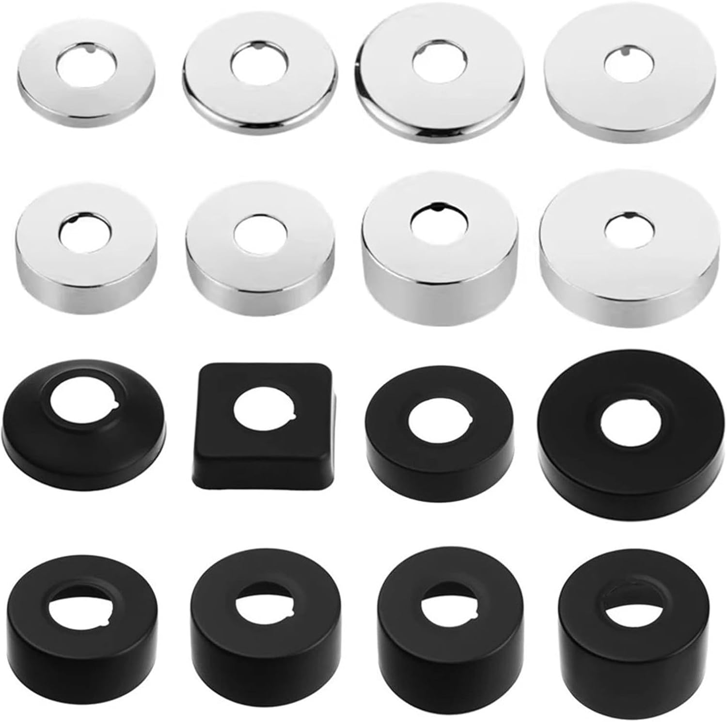 2 Piezas Ø 25mm (3/4 ") embellecedor grifo ducha, roseta de acero inoxidable negro, cubierta de tubo,embellecedor radiador, roseta para grifo ducha, radiadores, grifos (negro, 60 x 25)