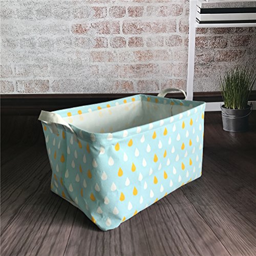 Inwagui Faltbaren Aufbewahrungskorb Wäschekorb Kinder aufbewahrung Spielzeug Warenkorb Kleidung Halter mit Deckel 39* 25* 22cm-Regentropfen A - 2