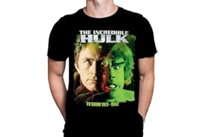 WILD STAR HEARTS The Incredible Hulk 1970' TV Show Mens T-Shirt Gothic Horror Print, Black Cotton T-Shirt, Movie Poster Tee
