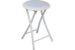 Harbour Housewares Taburete Plegable con Asiento Redondo - Blanco