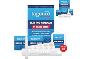 Tagcure Skin Tags Remover Kit for Easy Wart, Mole & Skin Tag Removal at Home - Includes Device Applicators, Bands & Top Up Pack (0.5cm or Larger)