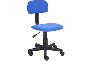 FurnitureR - Sedia da scrivania, per lavorare al computer in casa e in ufficio, con schienale intermedio, regolabile, con rotelle, ideale per lo studio dei bambini 50 (L) X 50 (W) X 76 (H) CM Blue
