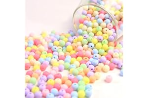 DAHI - Lot d’environ 770 perles à enfiler - En acrylique - Multicolores - Perles rondes pour la fabrication des bracelets et bijoux (perles multicolores et mates, 8 mm)