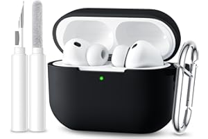 Maledan Compatibile con Cover AirPods Pro 3 2025 Custodia, Case Protettiva Antiurto in Silicone Morbido per Apple AirPods Pro 3 Generazione con Kit di Pulizia e Moschettone [LED visibile],Nero