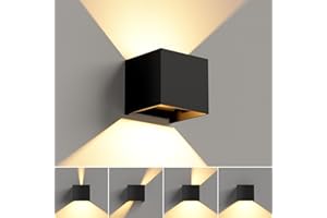 BENMA Lampa ścienna 12 W, do użytku wewnątrz i na zewnątrz, ciepła biel 3000 K, LED, IP65, do sypialni, salonu, regulowany kąt świecenia, czarna