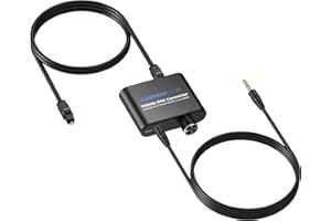 CAMWAY Przetwornik DA, 192 kHz cyfrowy na analogowy przetwornik audio, SPDIF optyczny na 3,5 mm adapter z kablem optycznym 1 m + 1 m 3,5 mm kabel audio DAC z regulacją głośności do telewizora, DVD
