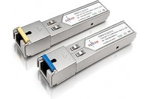 Elfcam® - 2-pack 1,25 Gbps SFP 1000Base-BX WDM BIDI SC enkelläge DDM-fiberkontakt, kompatibel med Cisco, Ubiquiti Networks, Huawei, D-Link, Mikrotik