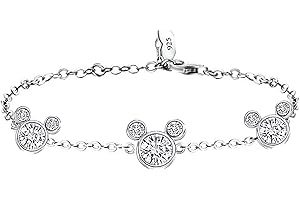 MixiuEuro Micky Armbänder für Damen und Mädchen, 925er Sterlingsilber, Maus-Armbänder, Schmuck, Geschenk für Mädchen und Kinder, Einheitsgröße, Cubic Zirkonia, Zirkonia