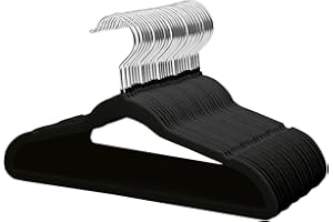 ManGotree 35cm Premium Kids Velvet Hangers, Ultra-thin Children's Clothes Hangers with 360° Swivel Hook, Non-slip Felt Hangers for Youth, Sturdy (32 Pack, Black)