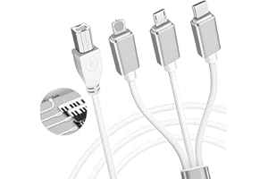 Gripiti USB B to USB C Printer Cable 3 In 1, 1M USB C to USB B Midi Cable for Scanner Digital Piano MIDI Controller Type B 2.0 Data Lead Compatible with Mobile Phones Tablets for MIDI Keyboard