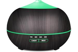 HAPPTWS Diffusore di aromi, diffusore di oli essenziali, umidificatore ad ultrasuoni con 7 colori LED, 4 timer