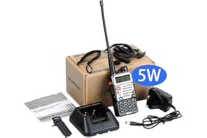 BAOFENG BF UV-5RE Upgraded Version 5Watt Dual Band Two-Way Radio (144MHz-146MHz VHF & 430MHz-440MHz UHF) Includes Full Kit, Black (Black)