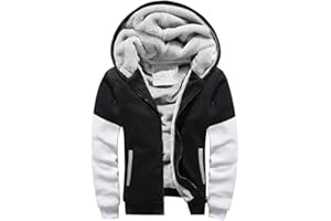 LEZUAN Homme Sweat à Capuche Hiver Chaud Hoodie Épaisse Pull à Capuche Doublée Polaire Manche Longue Veste à Capuche avec Fermeture éclair intégrale