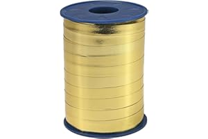 PRÄSENT C.E. Pattberg MEXICO Ruban Paquet Cadeau doré métallisé, 250 m de Bolduc pour Emballage, Bolduc Largeur 10 mm, Accessoire de Décoration & Bricolage DIY, Ruban pour Présents, en Toute Occasion