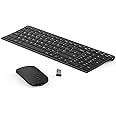 seenda WGJP-031B Wireless Keyboard Mouse Set, Ultra Thin Compact Rechargeable Aluminum Silent Computer Keyboard & Mouse Combo UK QWERTY Layout for Office, Home, Business, Black