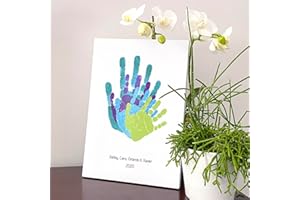 CHERRY CHEERS KIT de lienzo con huellas de manos para parejas, bebés y familias, regalo hecho a mano de momentos especiales personalizados para amantes, pinturas no tóxicas (Blanco)