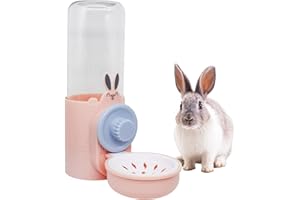 MultiValue Rabbit Water Bottles for Cage, 500ml/17.6oz Guinea Pig Water Bottle Large Automatic Hamster Water Bottle Non Drip Hanging Water Dispenser by Gravity Flow for Small Animals (Pink)