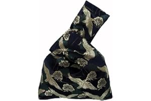 FANCYPUMPKIN Vintage giapponese Yukata Kimono Crane Handbag Wristlet Bag Piccolo Coin Bag Tote Handle Bag Knot Pouch per le donne