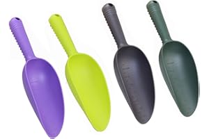Wyi 4 Pack Plastic Garden Shovel Multifunctional Plastic Soil Scoops with Scale Colorful Garden Hand Trowel for Soil Transplantation Weeding Moving Digging Planting