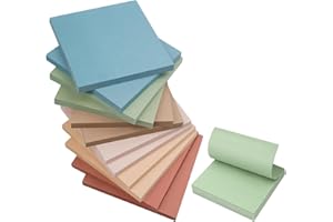 SHPUCISE 12 Pack Sticky Notes, Note Pads 76 x 76 mm, 600 Sheets Total Sticky Pad, Removable Memo NotePads for Students Teachers, Home and Office Use (Retro Colors)